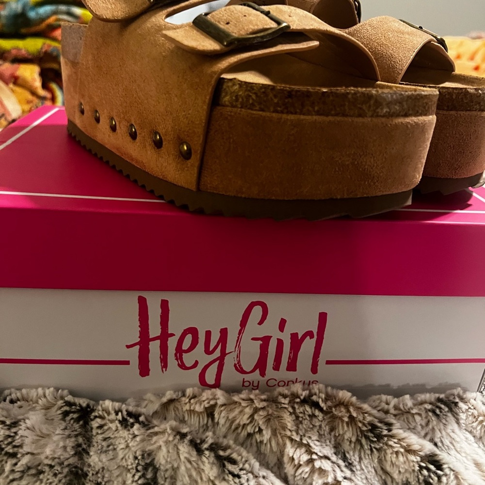 Hey Girl! Suede Brown Sandals